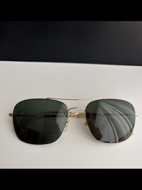 Gucci Gold Frame Aviator Dark Green Lens Men’s Sunglasses